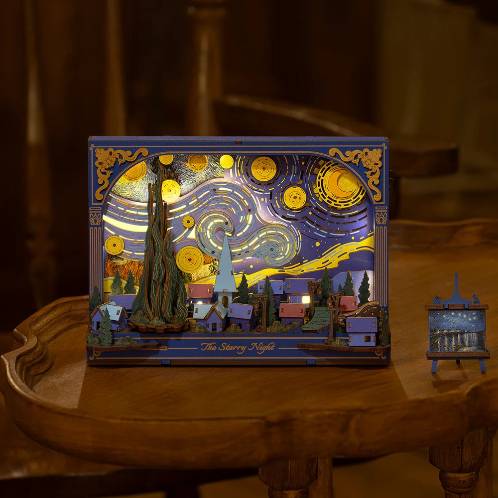 STARRY NIGHT WALL ART 3-D WOODEN PUZZLE KIT
