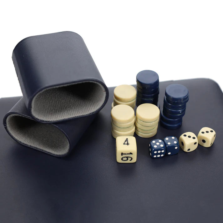 MAGNETIC BACKGAMMON WITH LEATHERETTE CASE AND CARRYING STRAP - TRAVEL SIZE