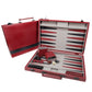 BURGUNDY & BLACK LEATHERETTE BACKGAMMON SET