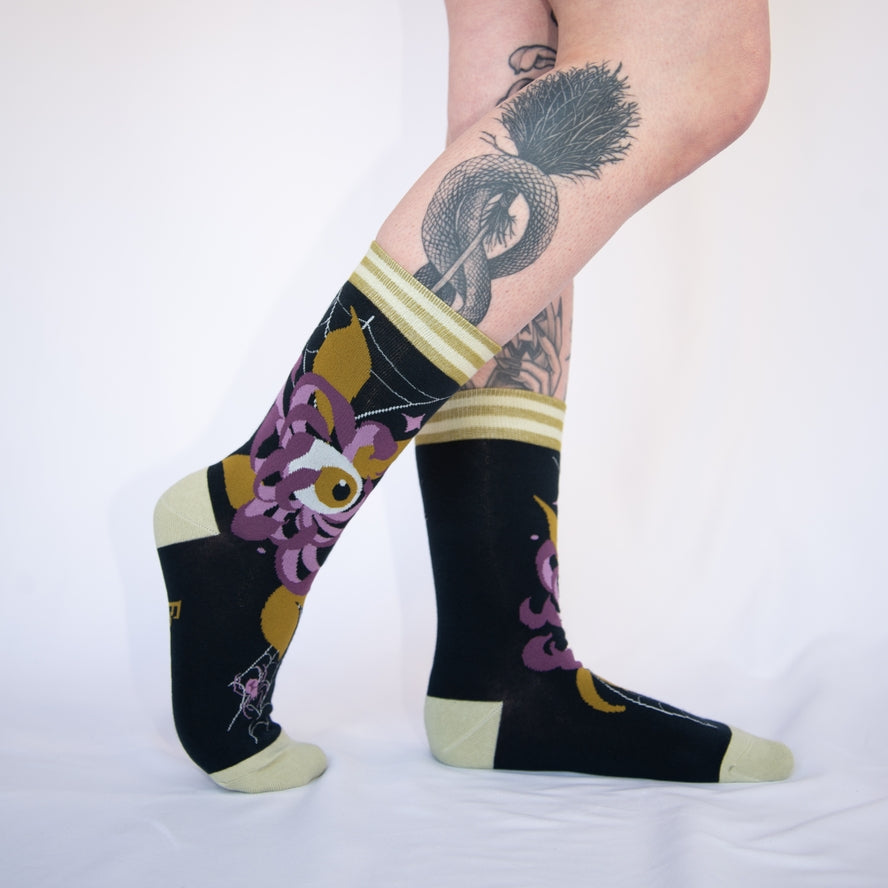 ARACHNID'S BLOOM CREW SOCKS BY FOOTCLOTHES