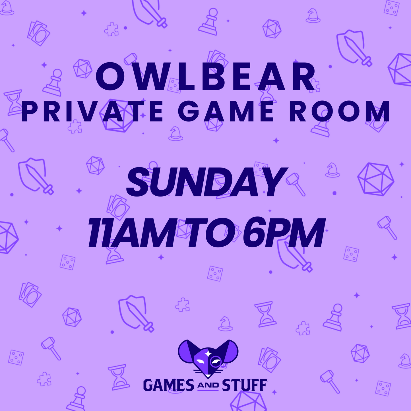 OWLBEAR PRIVATE GAME ROOM - SUNDAY FULL DAY