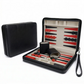 MAGNETIC BACKGAMMON WITH LEATHERETTE CASE AND CARRYING STRAP - TRAVEL SIZE