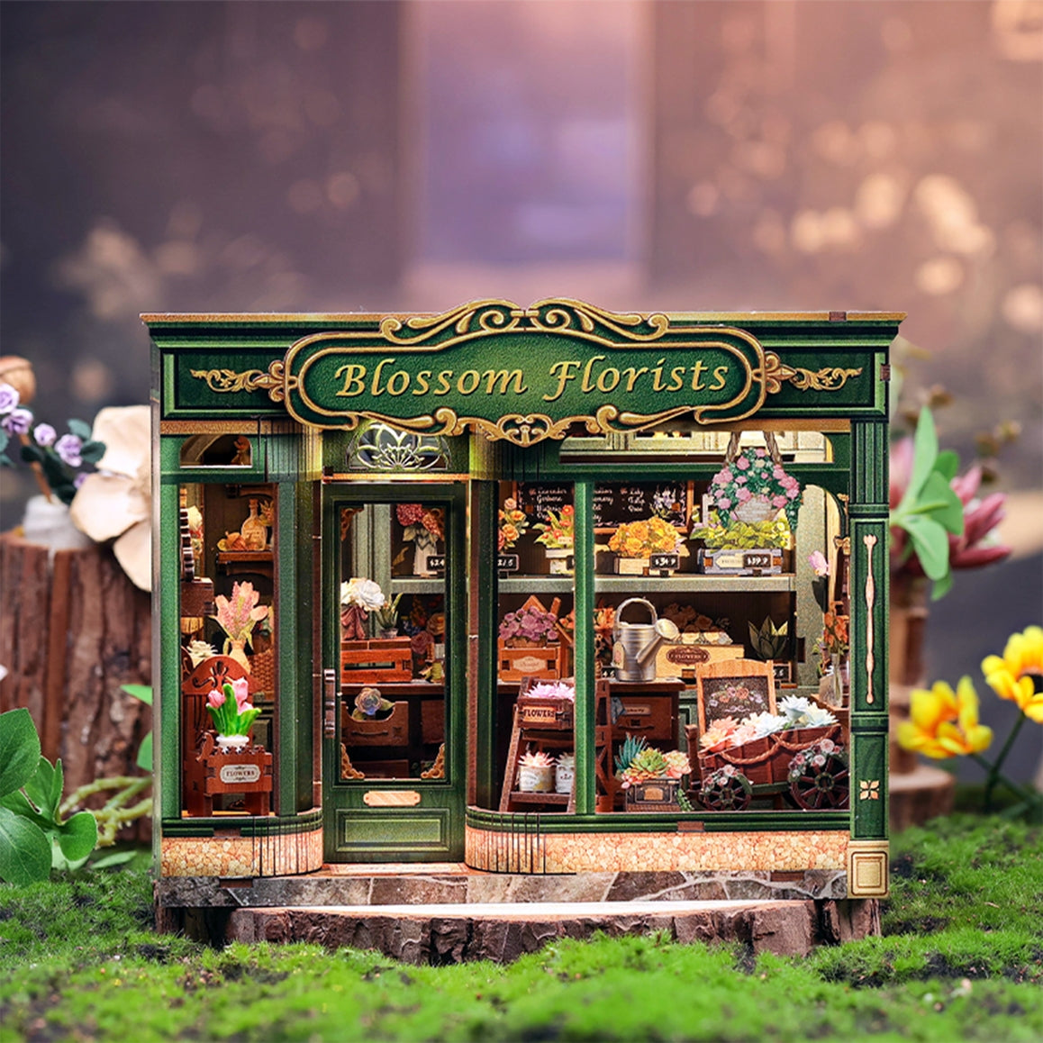 BLOSSOM FLORISTS 3-D WOODEN MINIATURE BOOK NOOK KIT