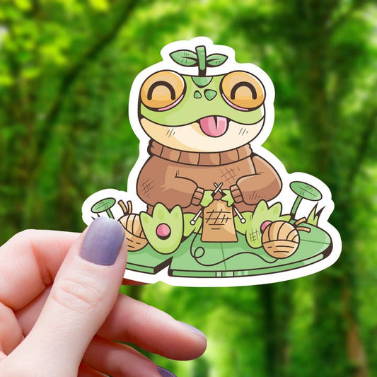 KNITTING SWEATER FROG STICKER