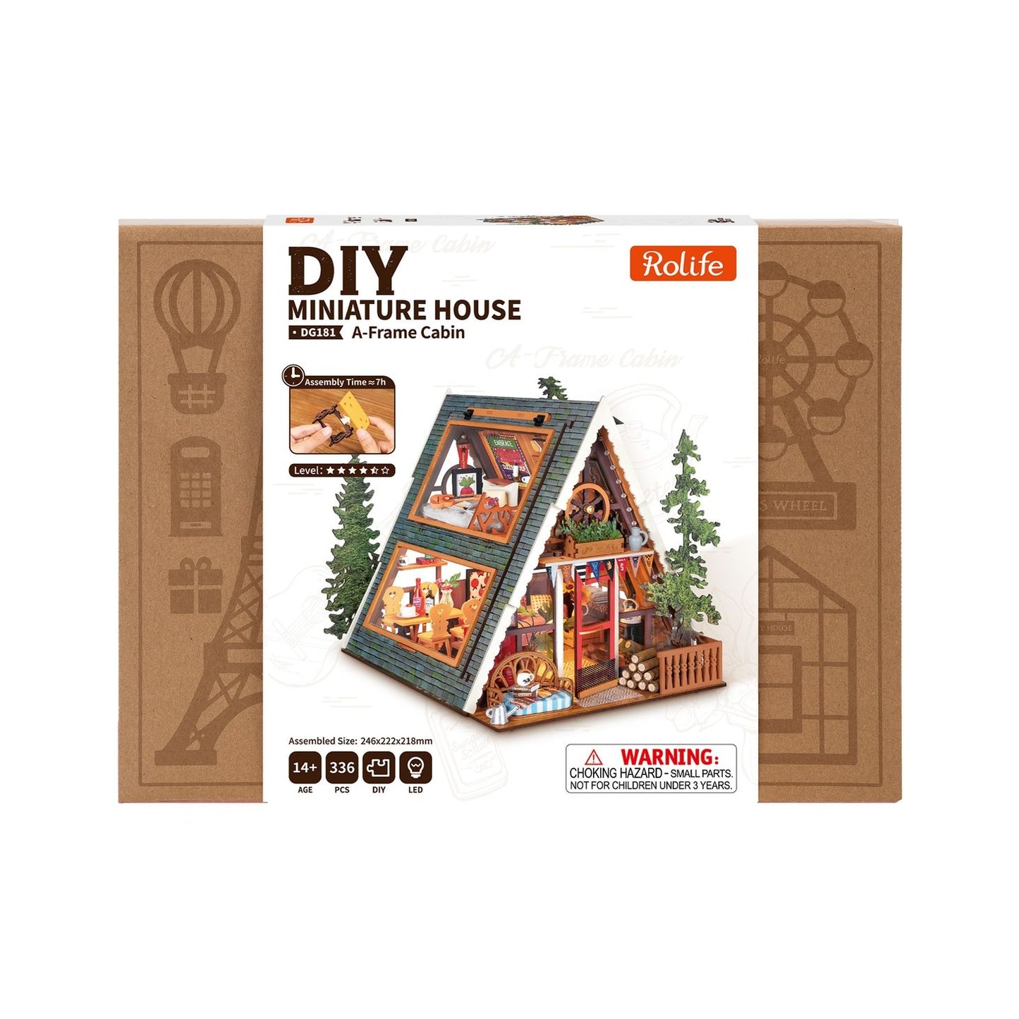 A-FRAME CABIN 3-D WOODEN MINIATURE HOUSE KIT