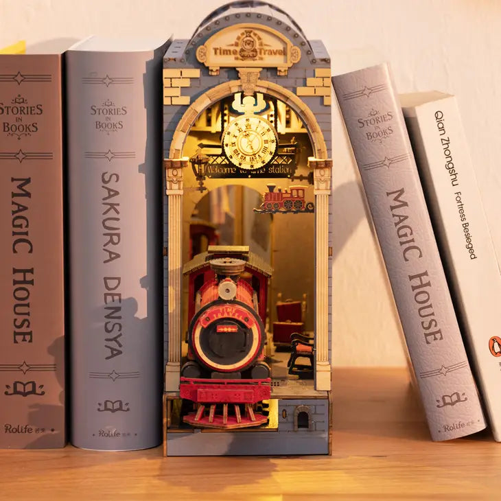 TIME TRAVEL 3-D WOODEN MINIATURE BOOK NOOK KIT