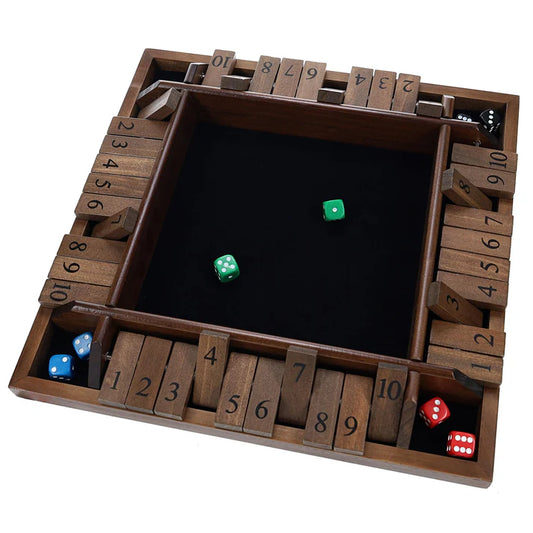 4 PLAYER TRAVEL SHUT THE BOX 14" - WALNUT STAINED
