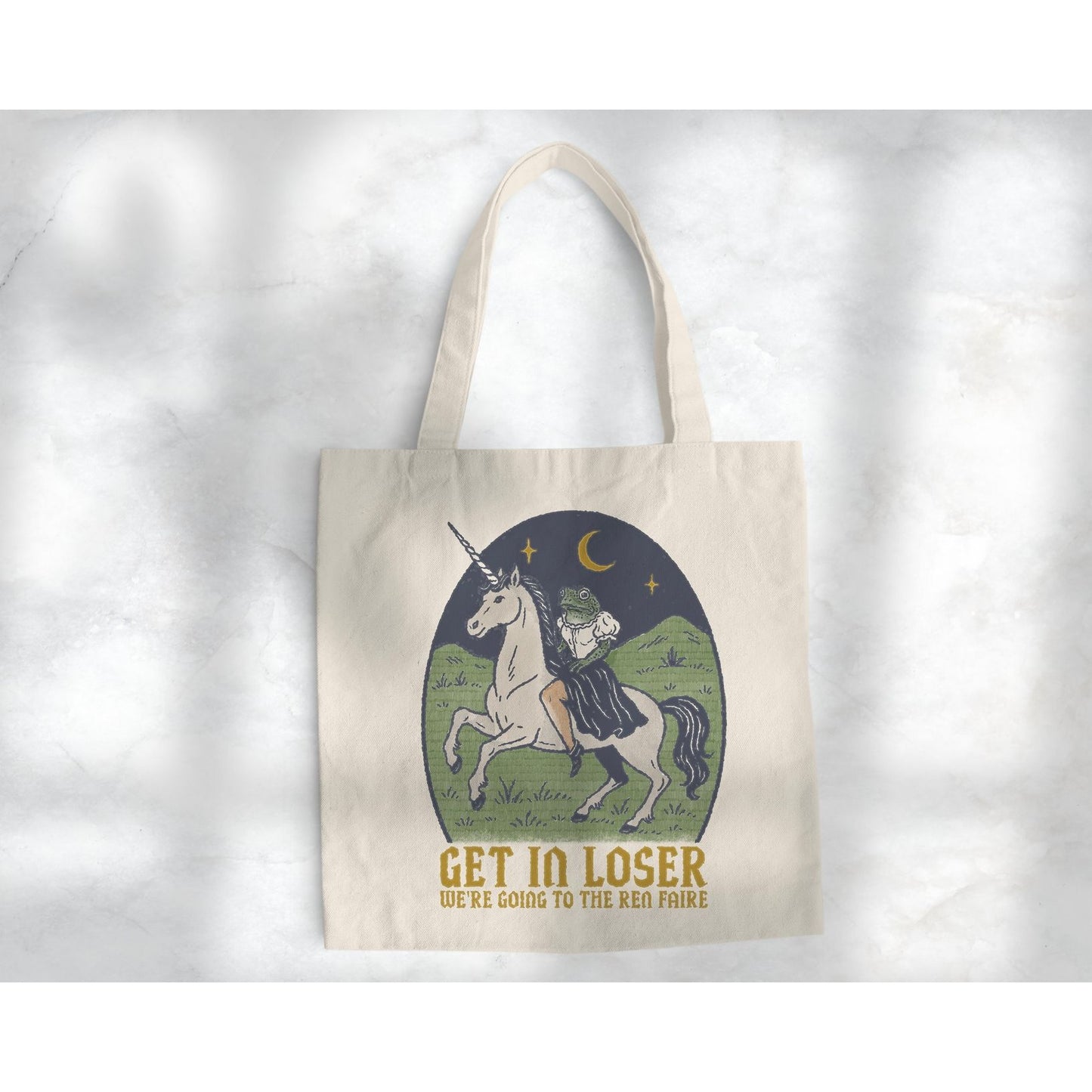 GET IN LOSER, WE'RE GOING TO THE REN FAIRE FROG TOTE BAG