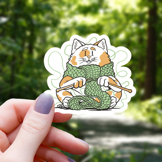 COZY CAT KNITTING STICKER