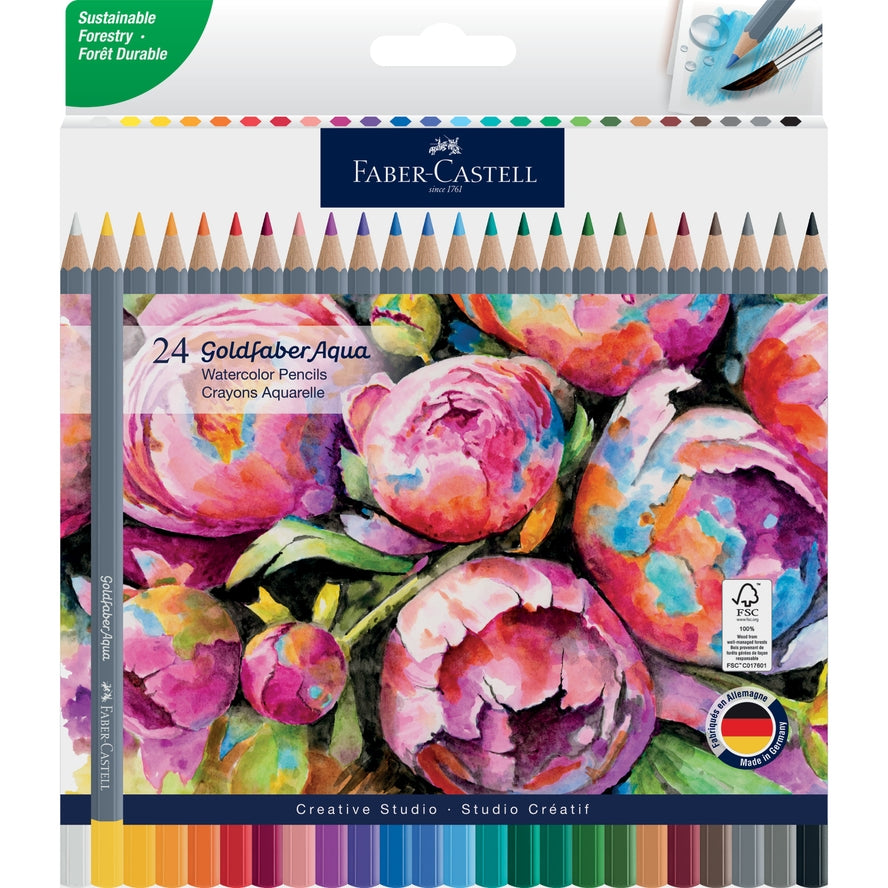 FABER-CASTELL GOLDFABER AQUA WATERCOLOR PENCILS (24 COUNT)