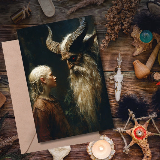 KRAMPUS AND CHILD HOLIDAY CARD