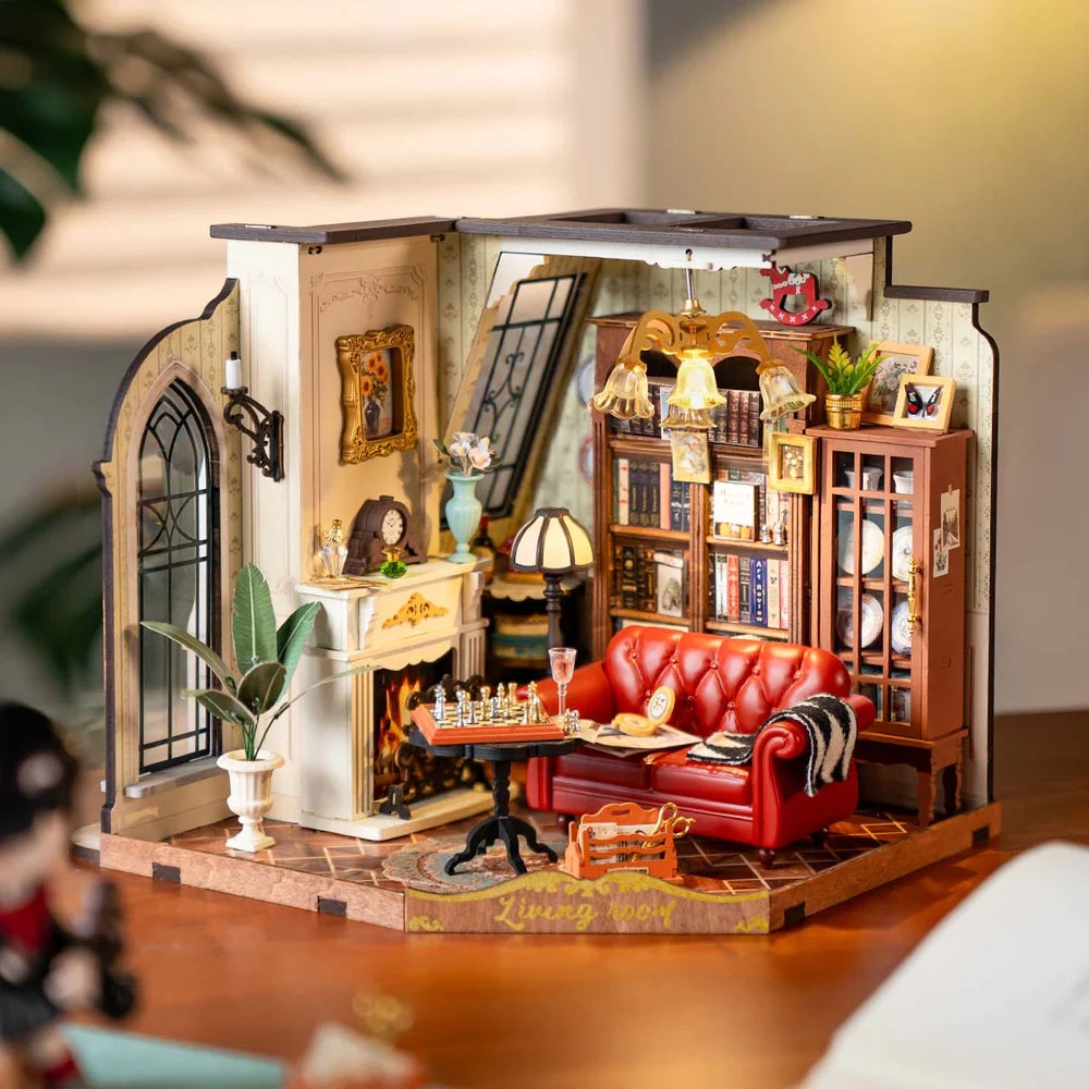 CATHERINE'S LIVING ROOM 3-D WOODEN MINIATURE HOUSE KIT