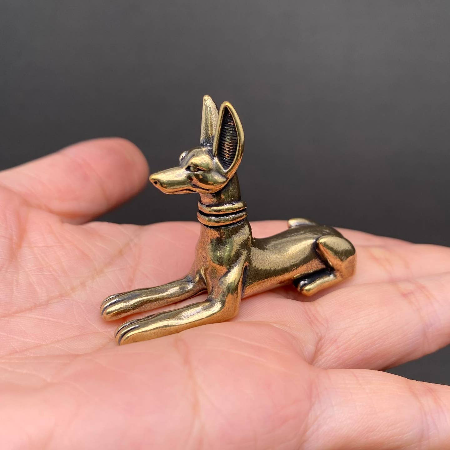 MINIATURE BRASS ANUBIS