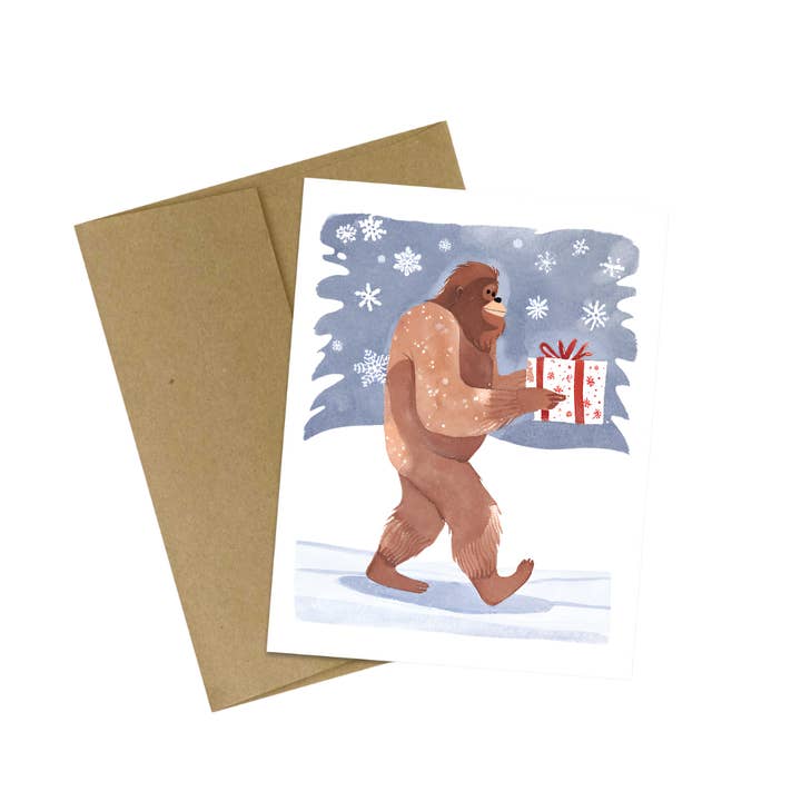 BIGFOOT IN THE SNOW HOLIDAY CARD