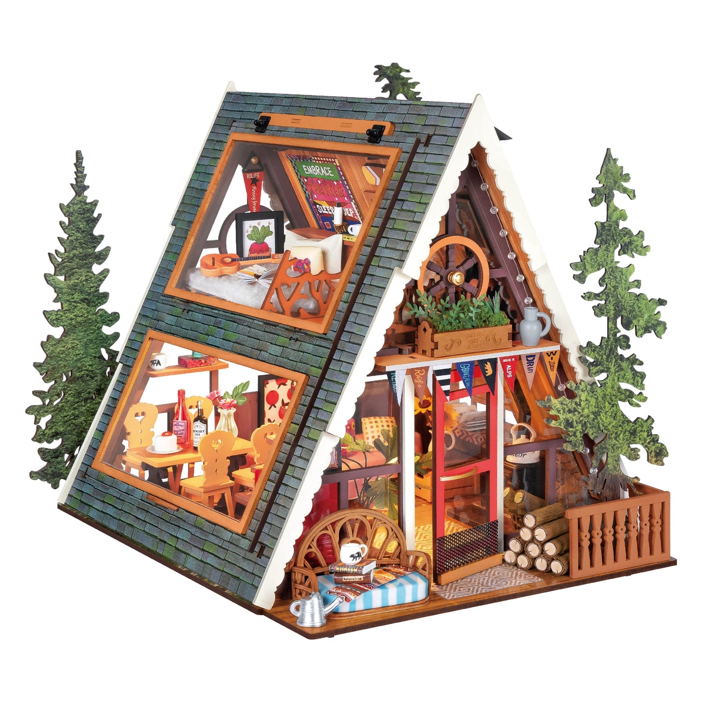 A-FRAME CABIN 3-D WOODEN MINIATURE HOUSE KIT