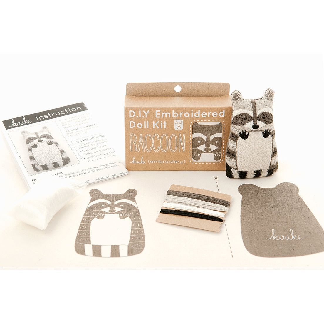 D.I.Y. RACCOON EMBROIDERED DOLL KIT