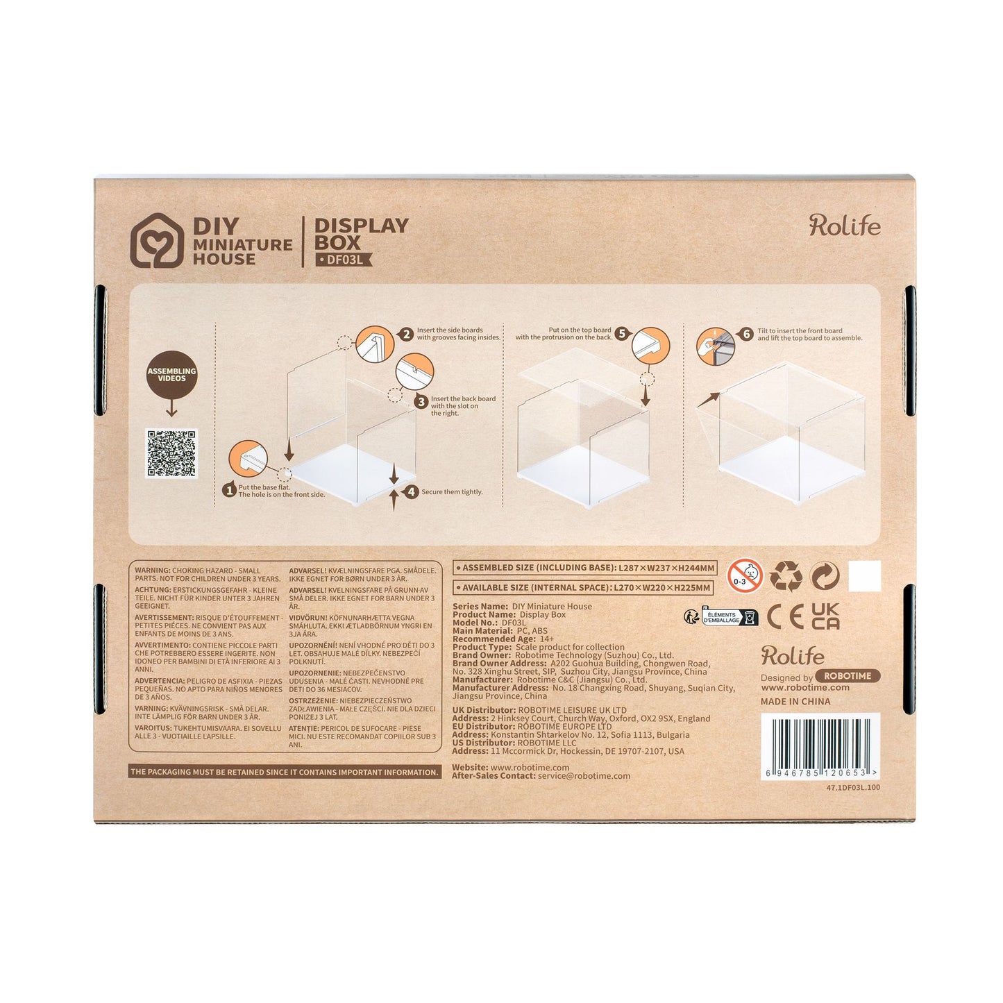 ACRYLIC DUST COVER BOX FOR WOODEN MINIATURE HOUSE KITS