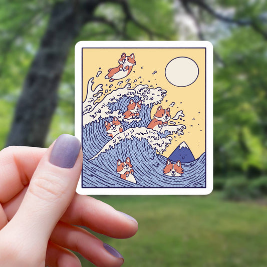 CORGI WAVE ART STICKER