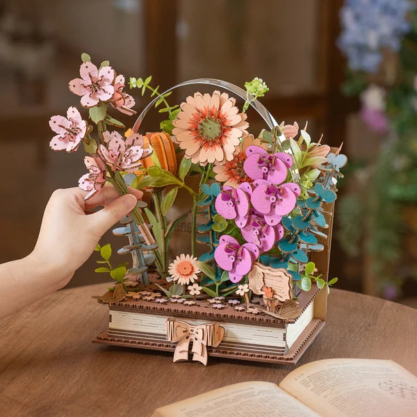 3D WOODEN BLOOMING BOOK FLOWER PUZZLE