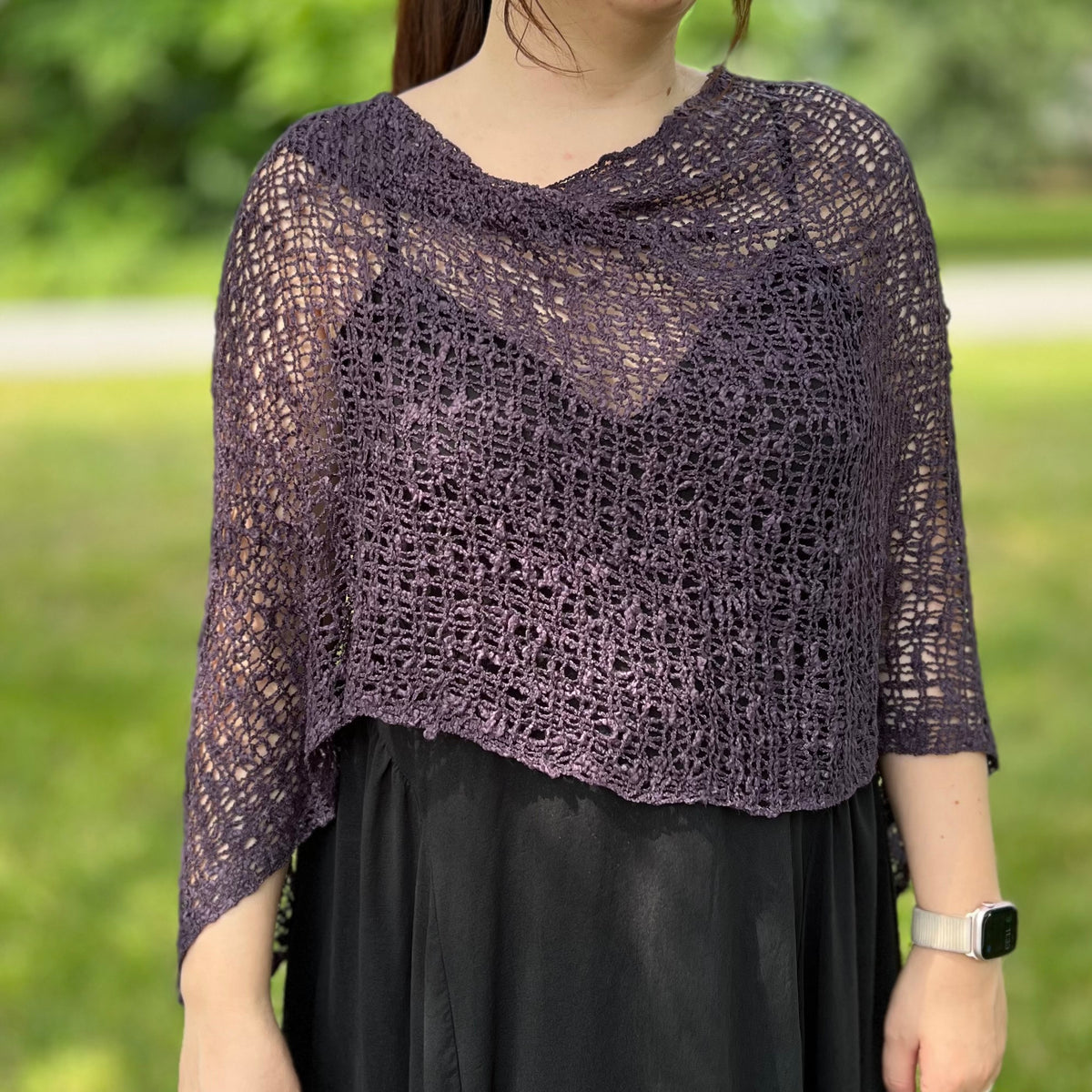 POPCORN KNIT PONCHO OR SHAWL
