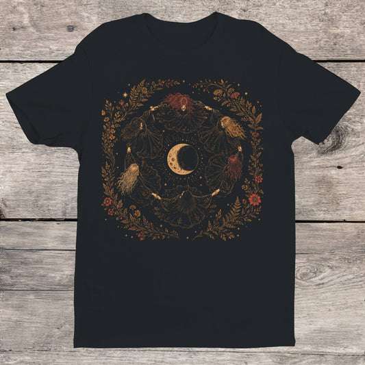 WITCHES DANCING UNDER A CRESCENT MOON T-SHIRT