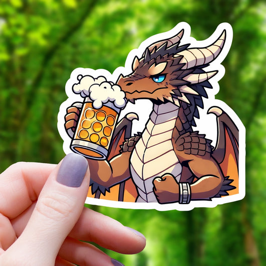 BEER DRINKING DRAGON STICKER