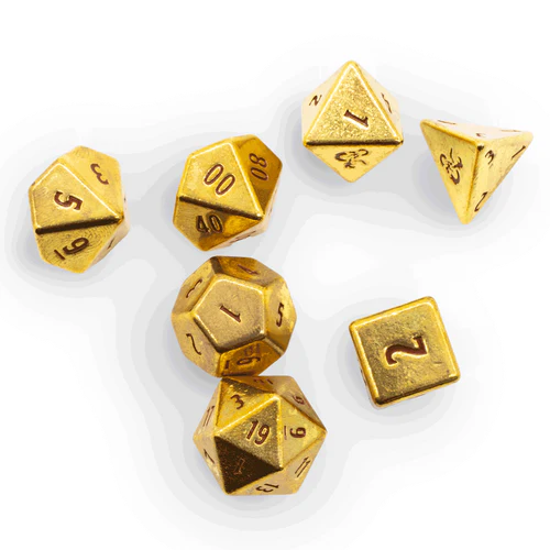 D&D 50TH ANNIVERSARY HEAVY METAL 7 PC DICE SET