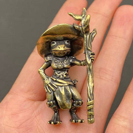MINIATURE BRASS FROG WIZARD