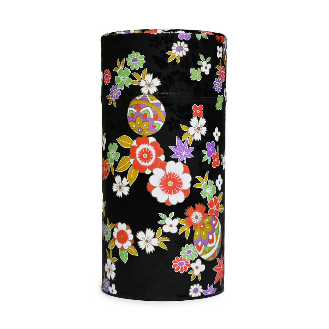 DOUBLE LID TEA CONTAINER DARK FLORAL 7.04 oz