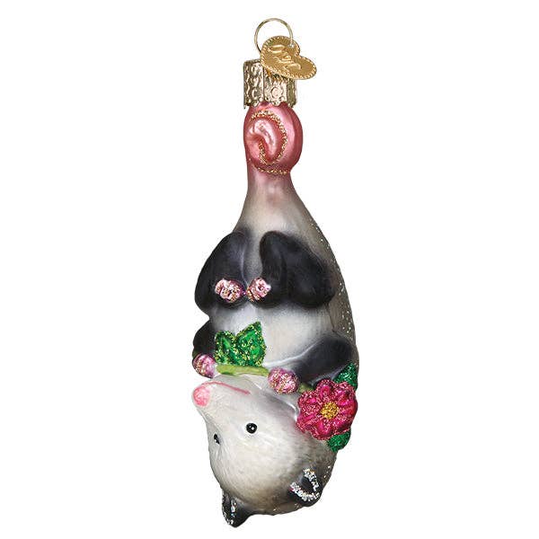 BLOSSOM OPOSSUM GLASS HOLIDAY ORNAMENT