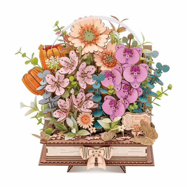 3D WOODEN BLOOMING BOOK FLOWER PUZZLE