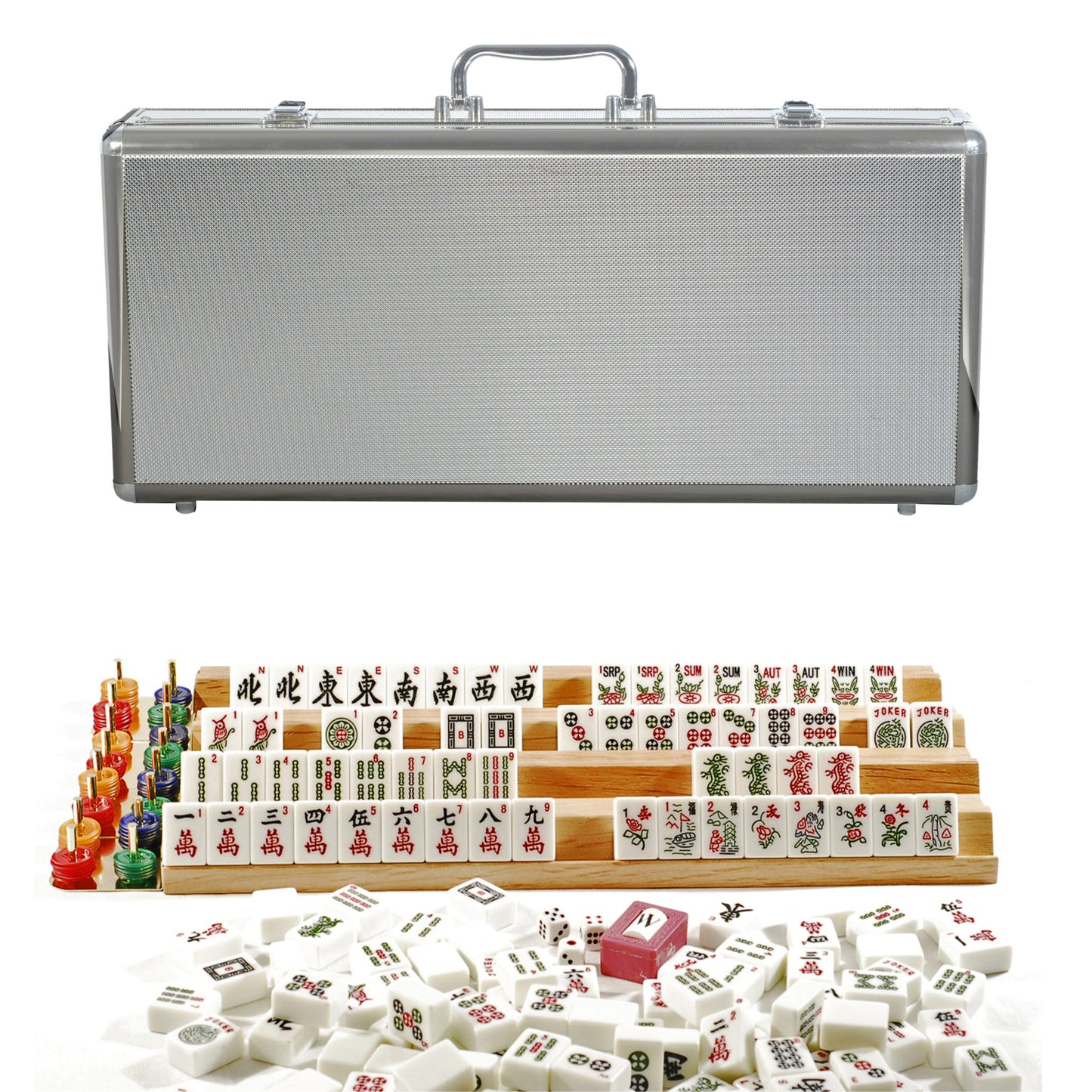 SILVER DELUXE ALUMINUM CASE AMERICAN STYLE MAHJONG