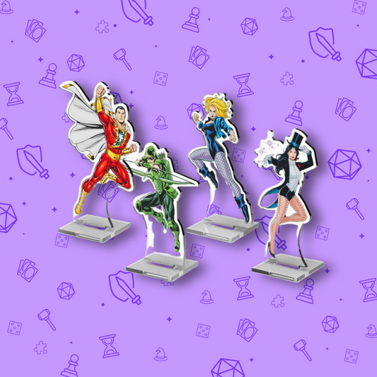 DC DECKBUILDING 2D STANDEES: PACK 3 SHAZAM! GREEN ARROW, BLACK CANARY, & ZATANNA