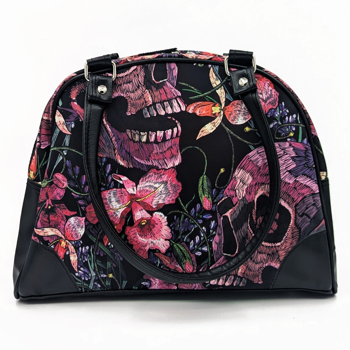 SKULLS AND FLOWERS HANDBAG PURSE