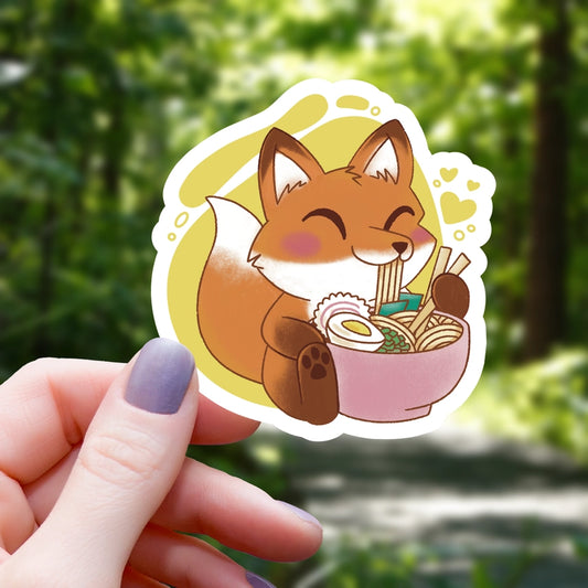 FOX EATING BOWL OF RAMEN STICKER