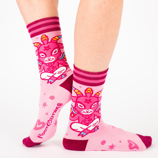 CUTE BAPHOMET CREW SOCKS BY FOOTCLOTHES