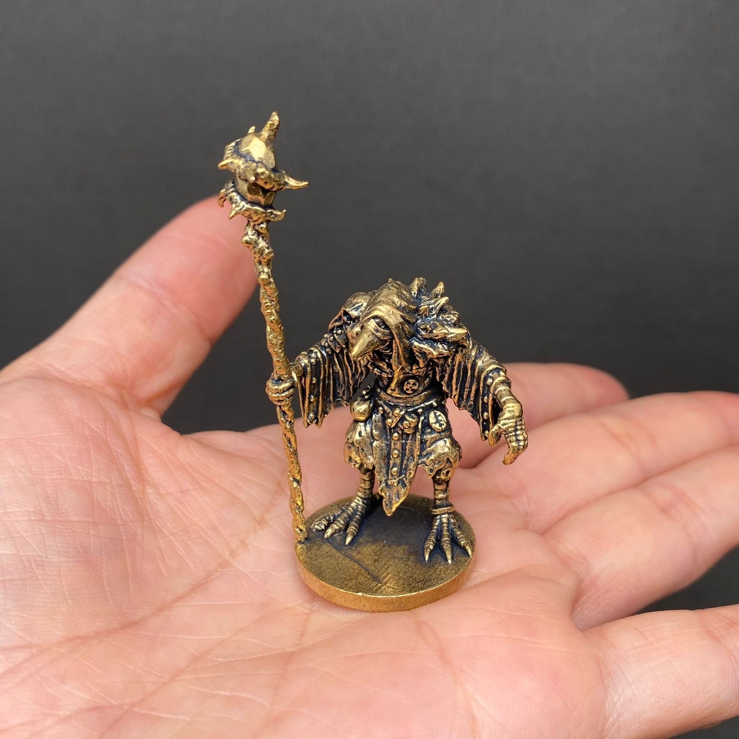 MINIATURE BRASS BIRDMAN WIZARD