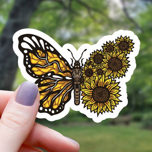 SUNFLOWER BUTTERFLY FLORAL STICKER