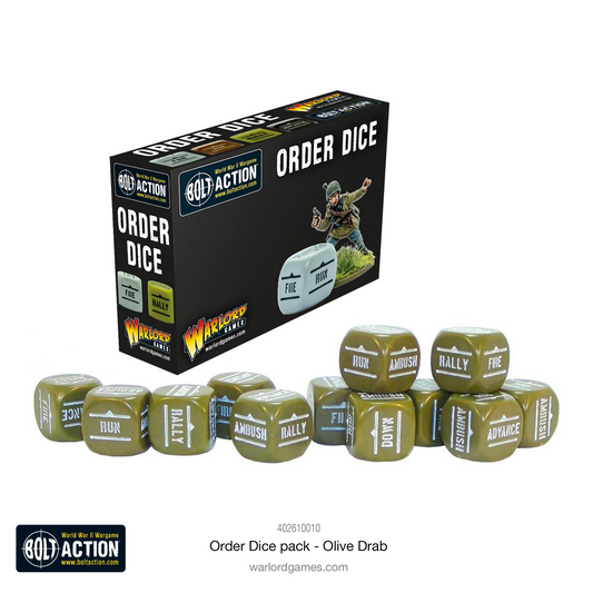BOLT ACTION ORDER DICE OLIVE DRAB