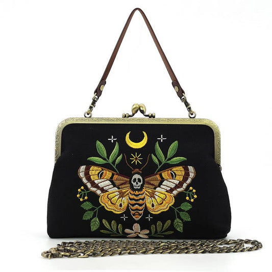 DEATH'S HEAD MOTH KISSLOCK VINTAGE STYLE PURSE