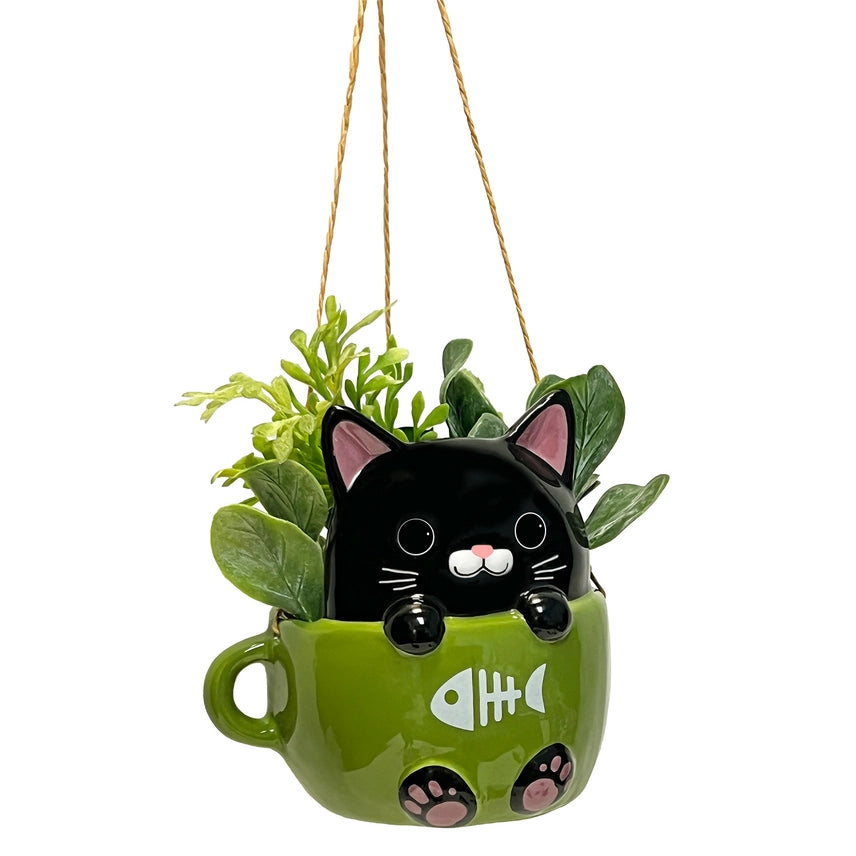 CATS IN CUPS MINI HANGING PLANTERS