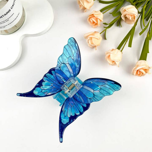 TRANSLUCENT BLUE BUTTERFLY HAIR CLAW