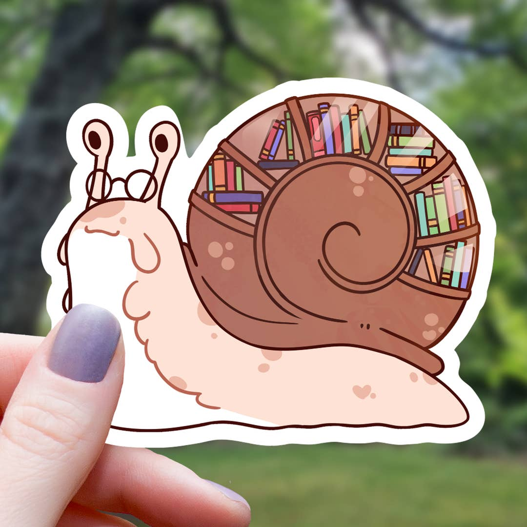 SNAIL WITH LIBRARY SHELL STICKER