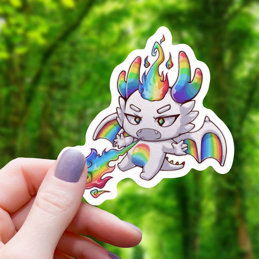 DRAGON BREATHING RAINBOW STICKER