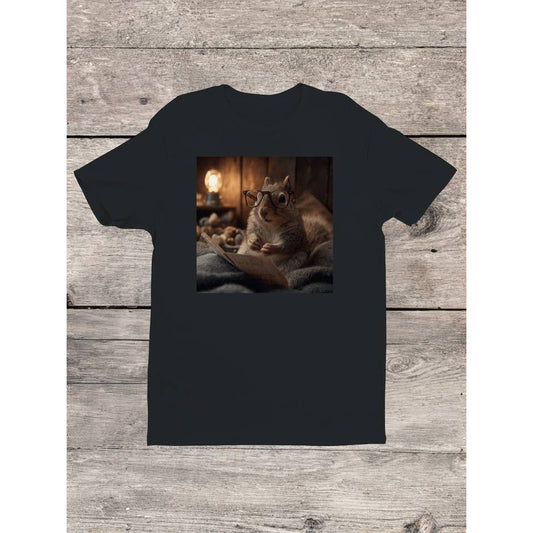 SQUIRREL READING BY LAMP LIGHT T-SHIRT