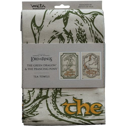 GREEN DRAGON & PRANCING PONY TEA TOWEL 2-PACK (THE LORD OF THE RINGS WETA WORKSHOP)