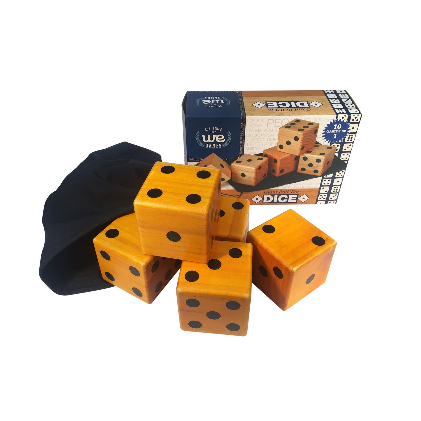 Giant Roll ’em Dice – Set of 5 Wooden Lawn Dice