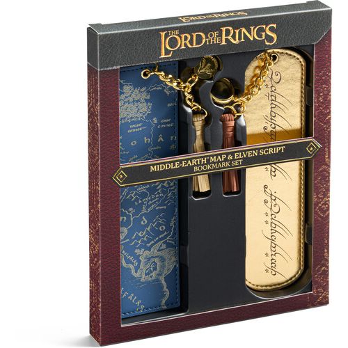THE LORD OF THE RINGS MIDDLE-EARTH MAP & ELVEN SCRIPT BOOKMARK SET