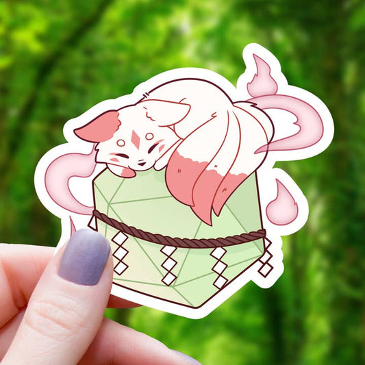 KITSUNE ON POLYHEDRAL D20 STICKER