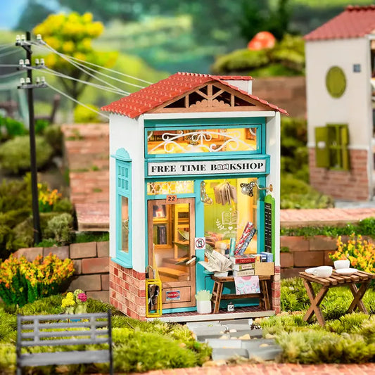 FREE TIME BOOKSHOP 3-D WOODEN MINIATURE KIT